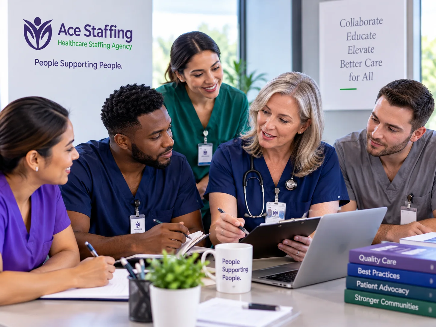 Healthcare professionals reviewing information together during a consultation